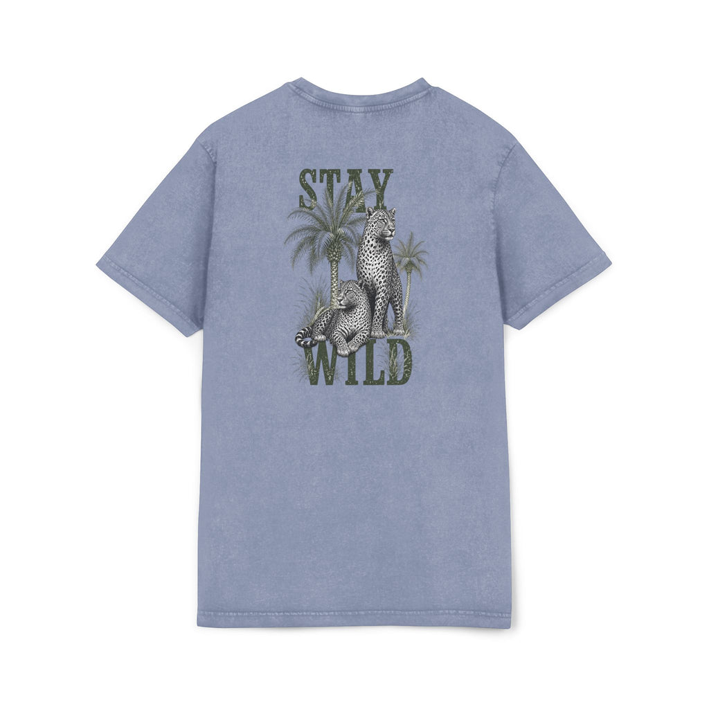 Stay Wild Acid-Wash Tee — 'CRML' Logo Vintage Round-Neck T-Shirt