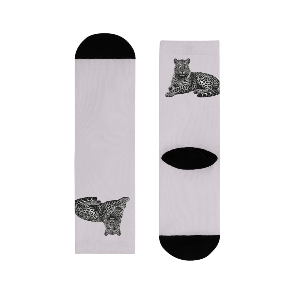 Leopard Print Sublimation Crew Socks — Cozy Animal Graphic Socks