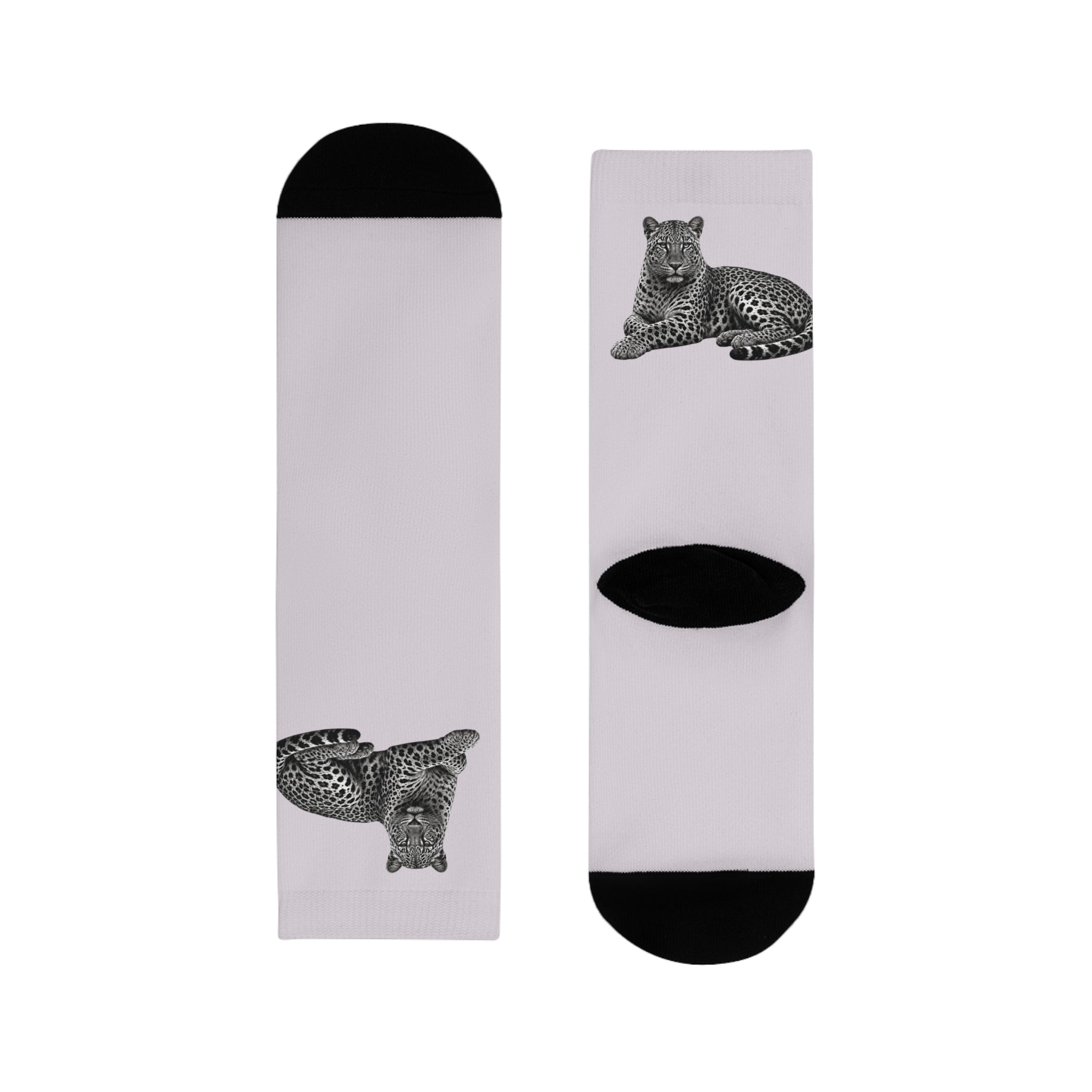 Leopard Print Sublimation Crew Socks — Cozy Animal Graphic Socks