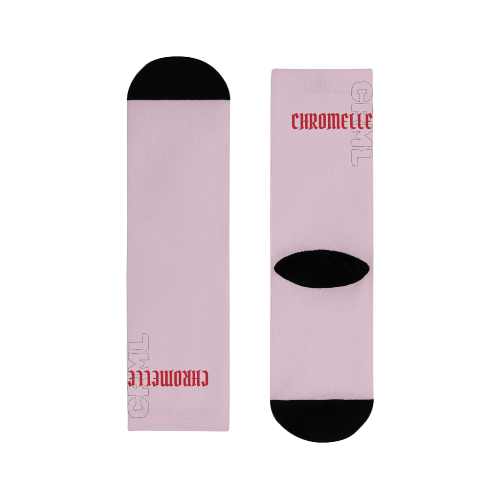 Rare By Nature Pink Sublimation Crew Socks