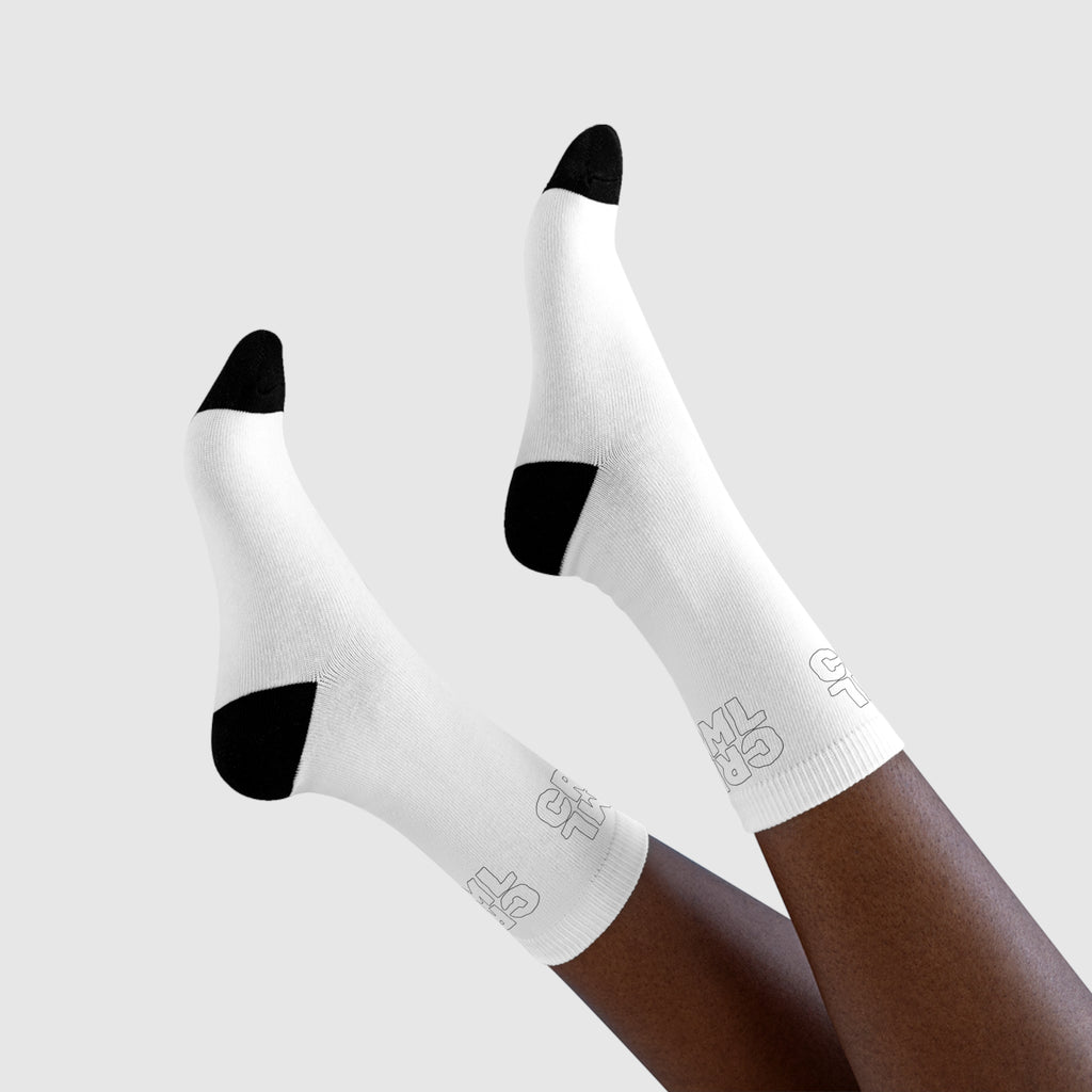 Floral Panther Crew Socks — Black Leopard & Roses Sublimation Socks