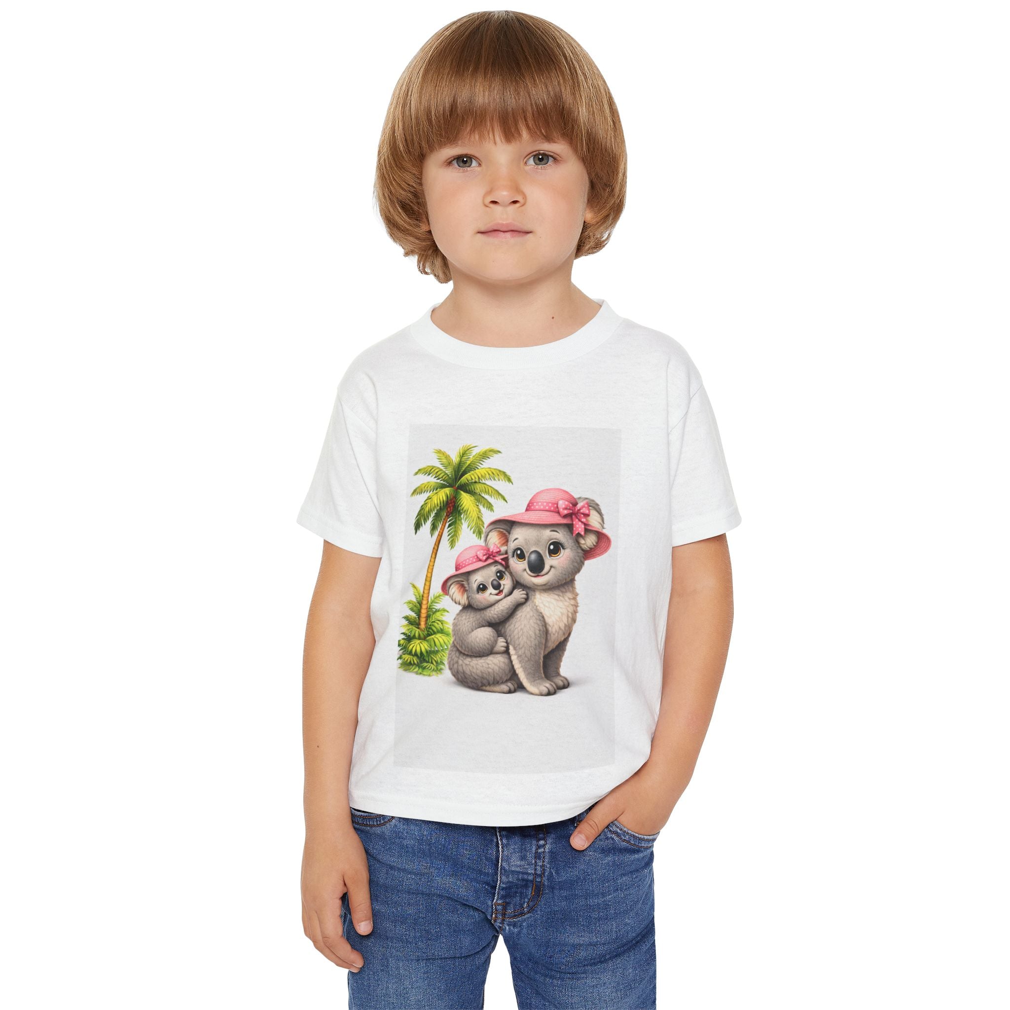 Toddler T‑Shirt — Cute Koala Mom & Baby with Pink Hats (Kids Cute Animal Tee)