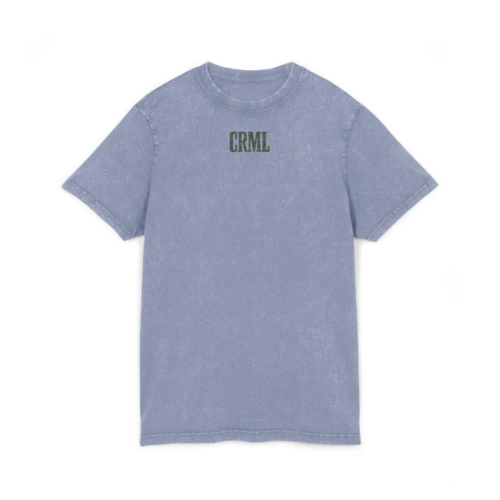 Stay Wild Acid-Wash Tee — 'CRML' Logo Vintage Round-Neck T-Shirt