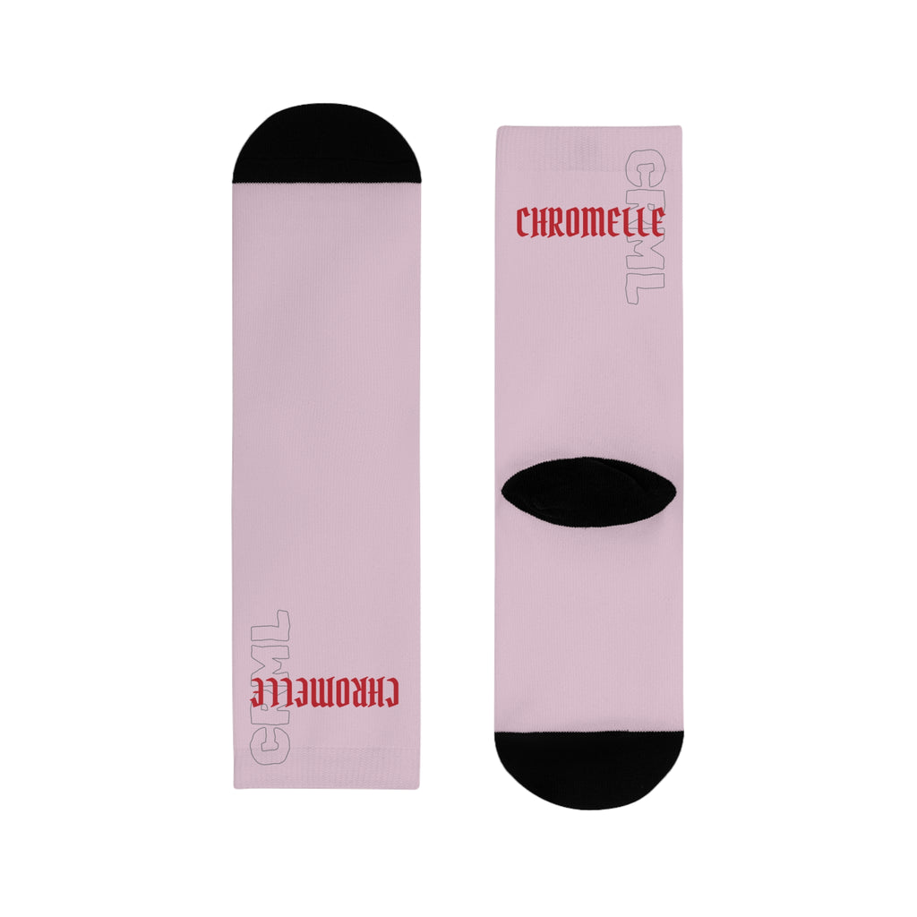 Rare By Nature Pink Sublimation Crew Socks