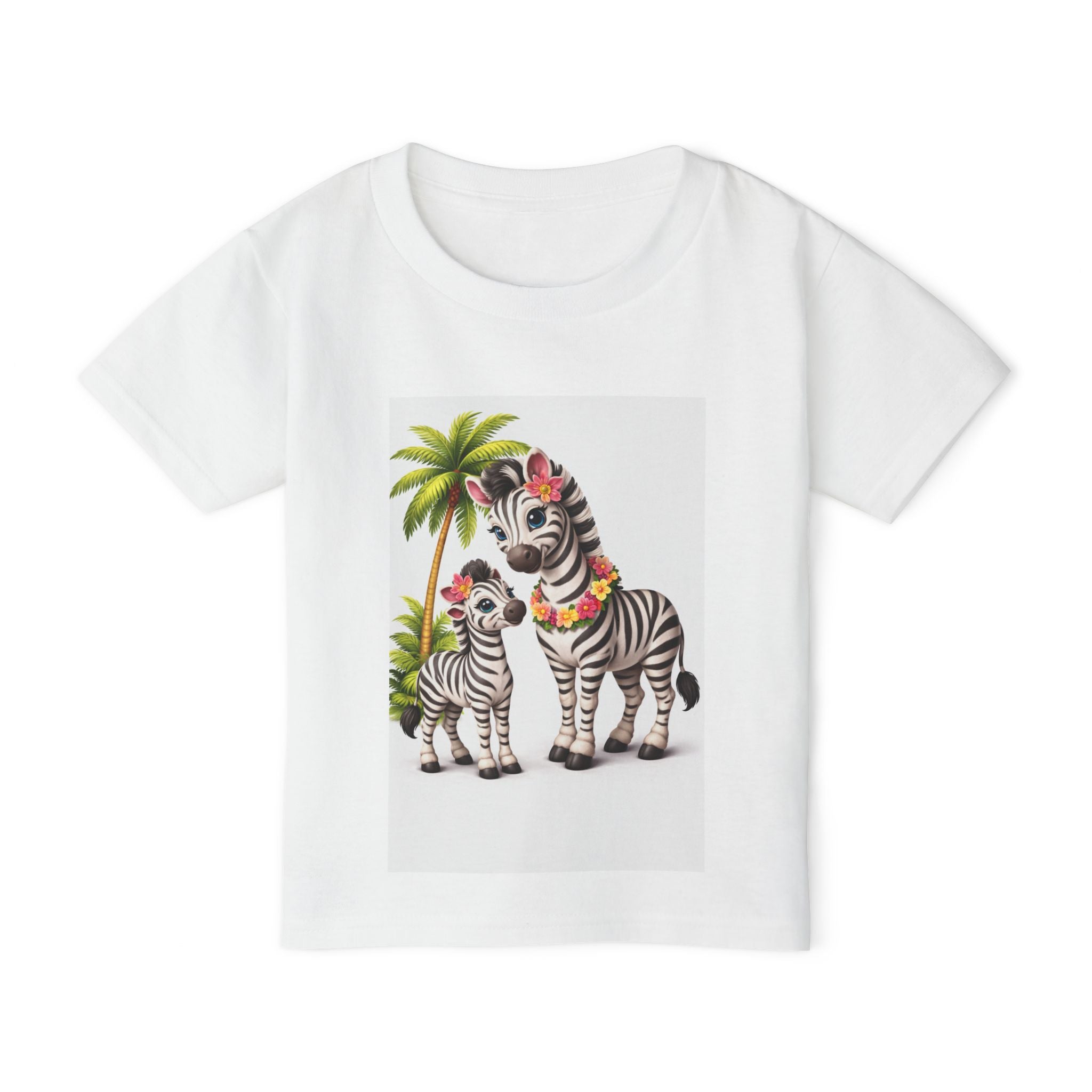 Tropical Zebra Toddler T-Shirt — Mama & Baby Zebra with Flowers