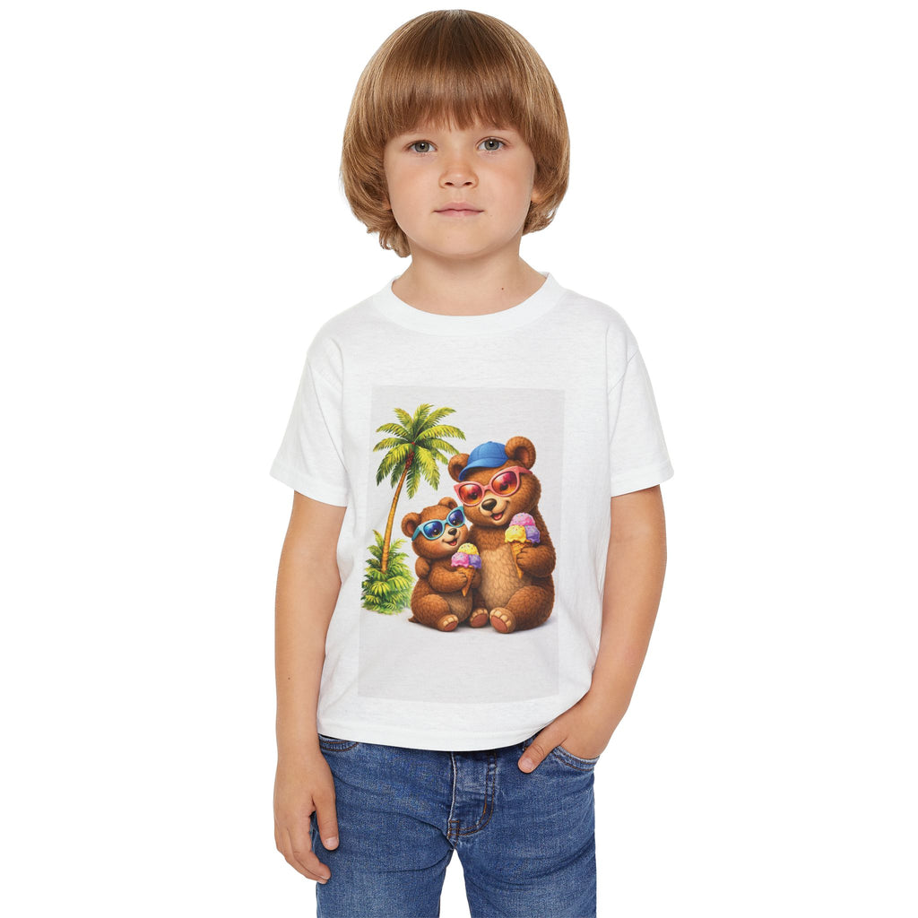 Toddler T-Shirt — Cute Beach Bears Wearing Sunglasses & Holding Ice Cream