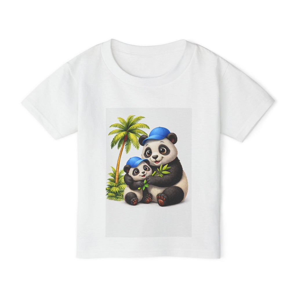 Toddler T-Shirt — Cute Panda Family Design (Mom & Baby Pandas with Blue Caps)