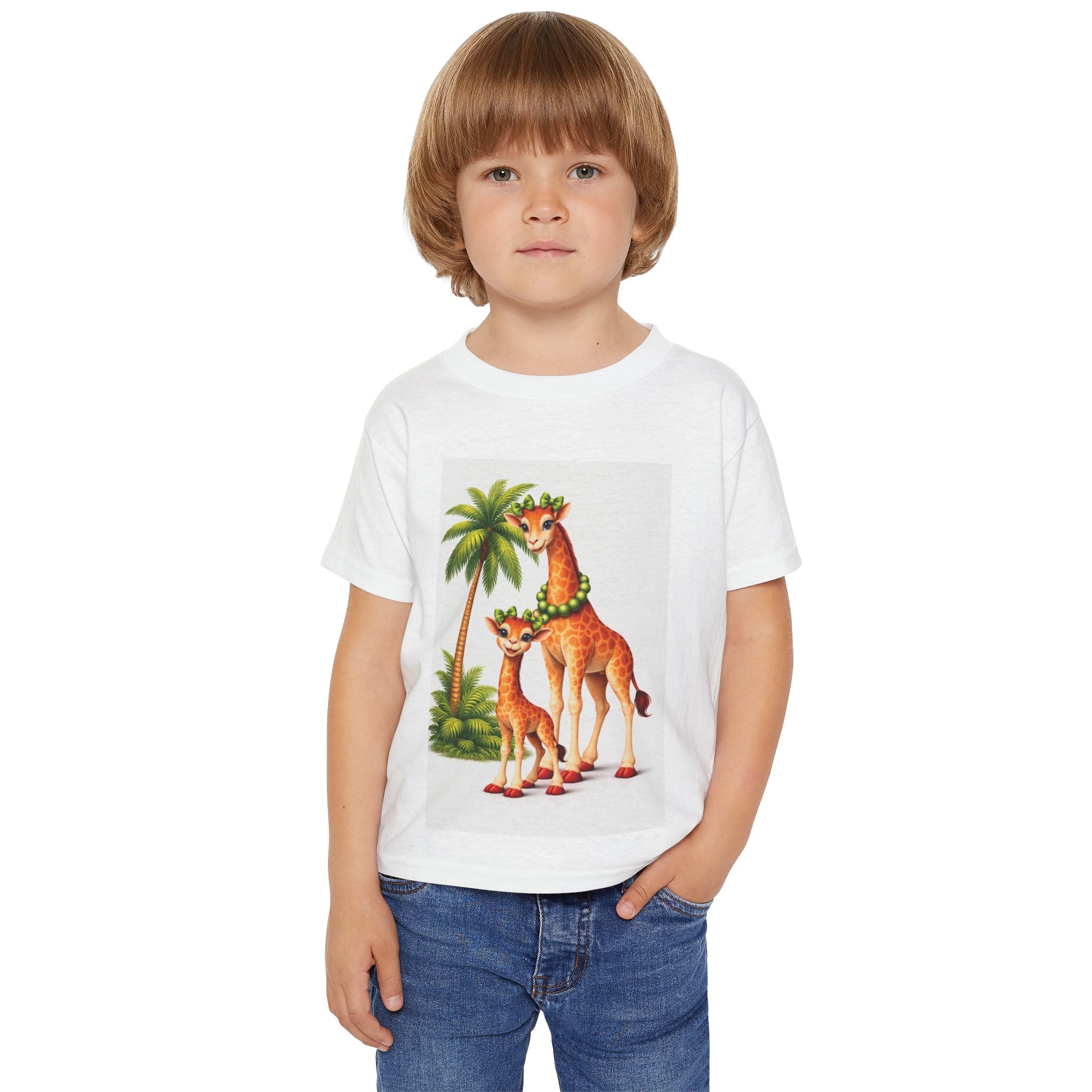 Toddler T-Shirt — Vintage Tropical Giraffe Family Kids Tee