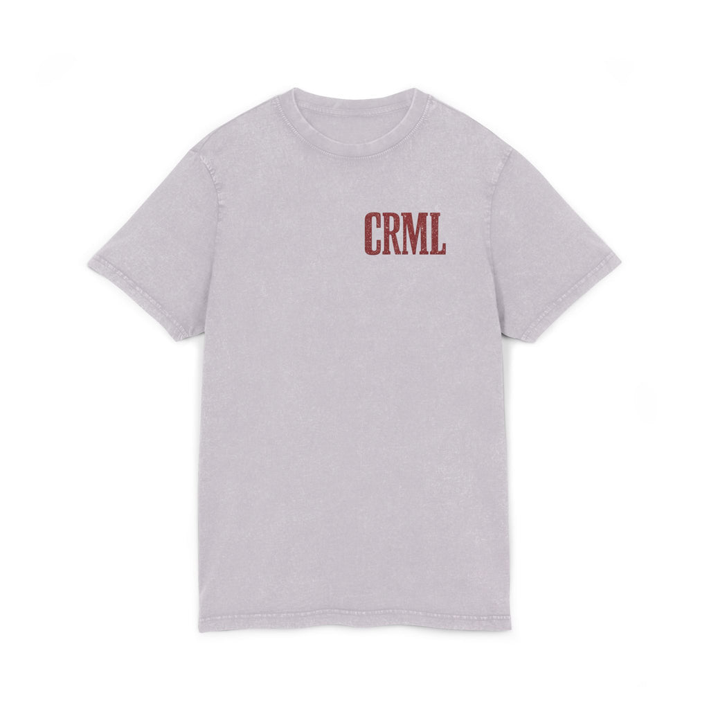 Acid-Wash Tee — 'CRML' Front & 'Different Looks Better' Rose Graphic