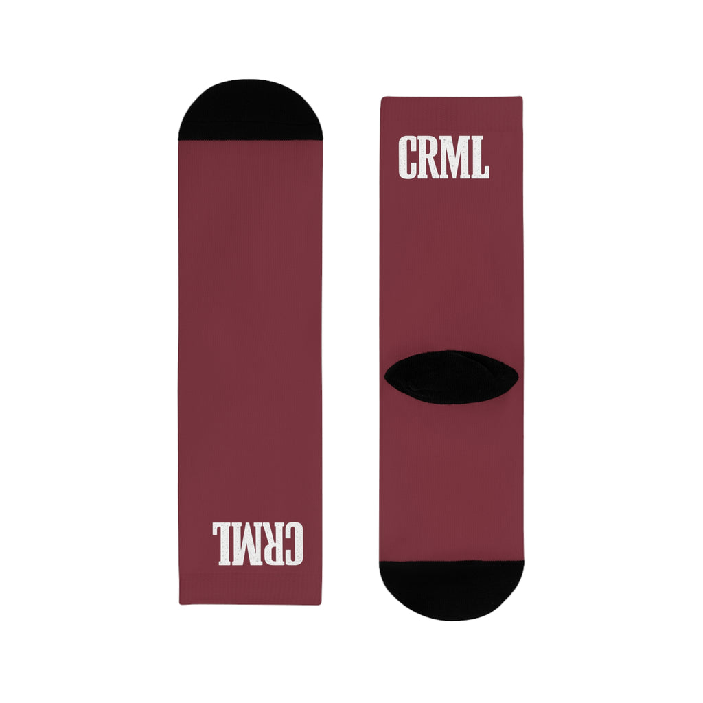 Maroon CRML Sublimation Crew Socks — Custom Graphic Athletic Socks