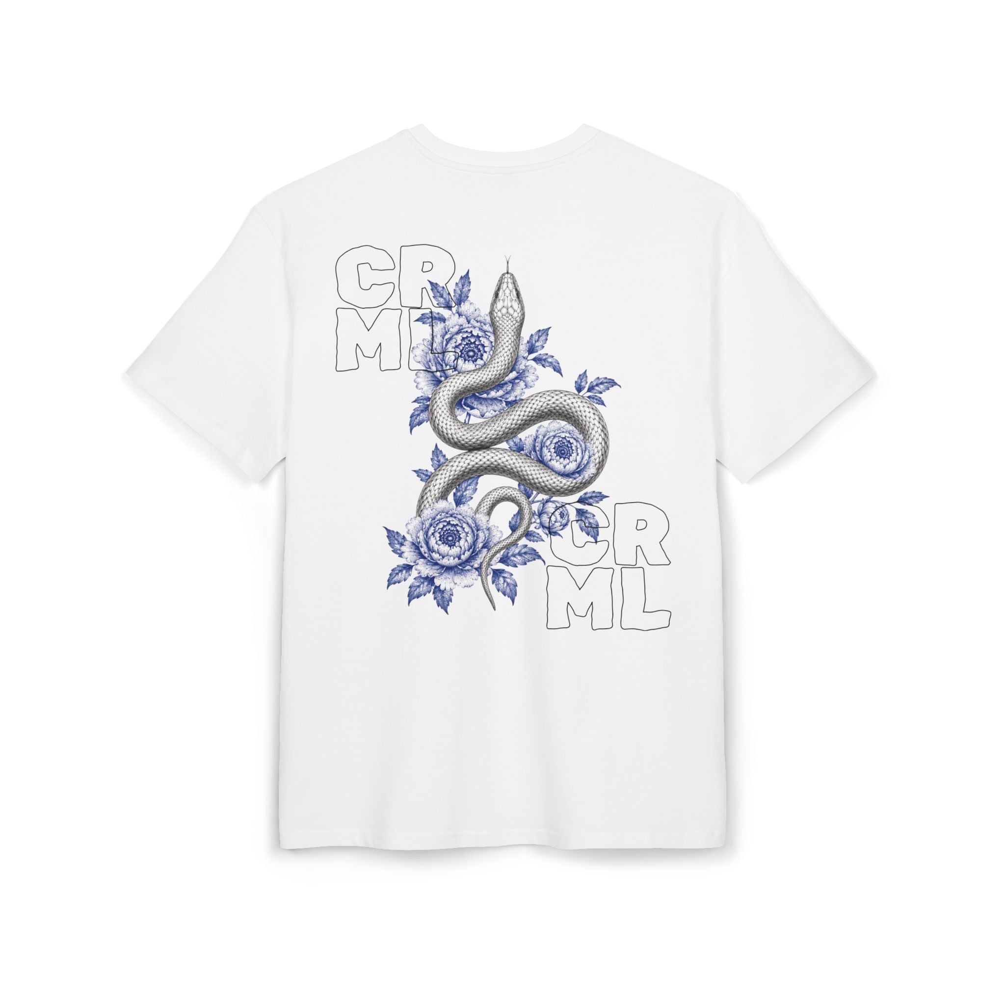 Graphic Tee — Blue Floral Snake Back Print, 'I Don't Follow Crowds' Oversized Shirt