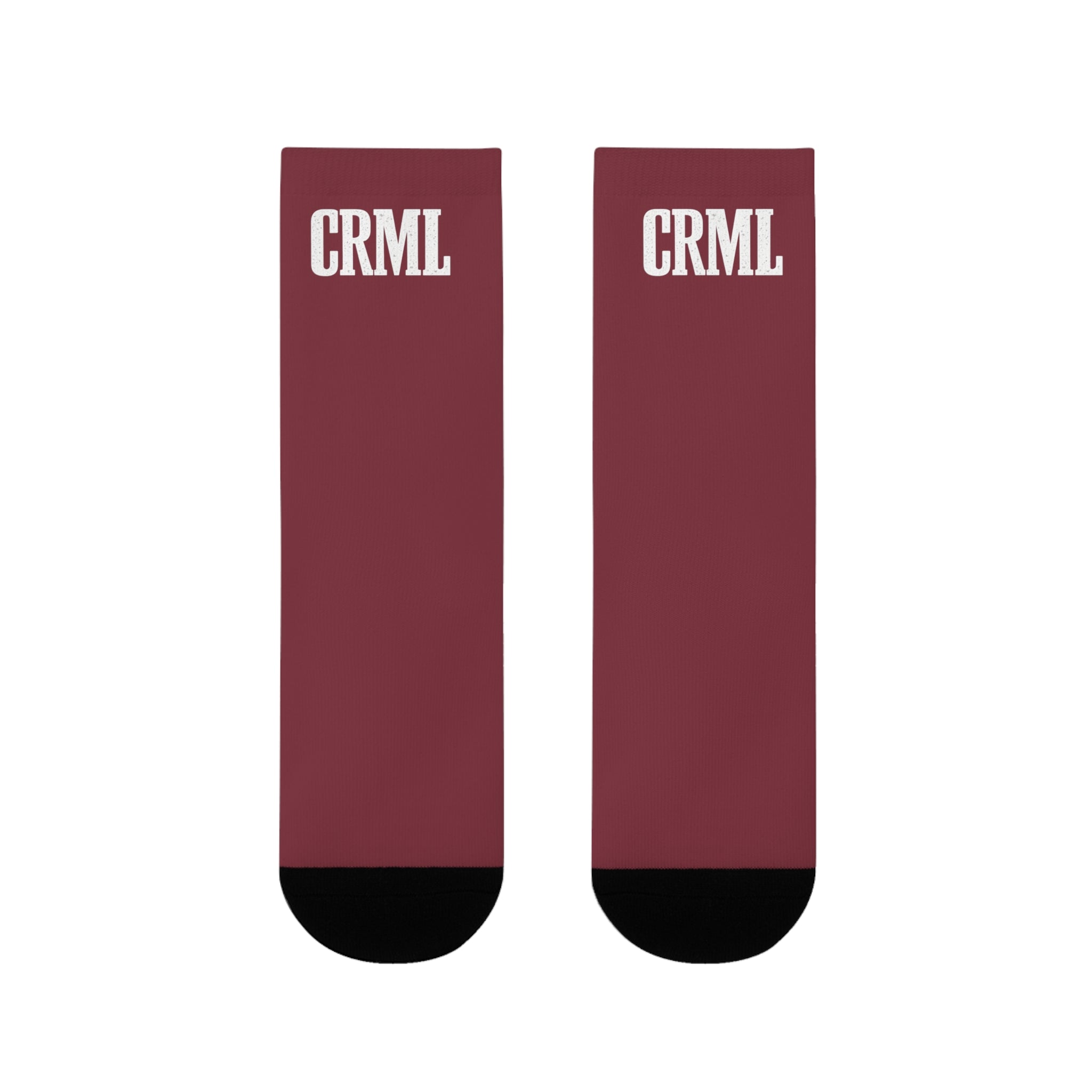 Maroon CRML Sublimation Crew Socks — Custom Graphic Athletic Socks