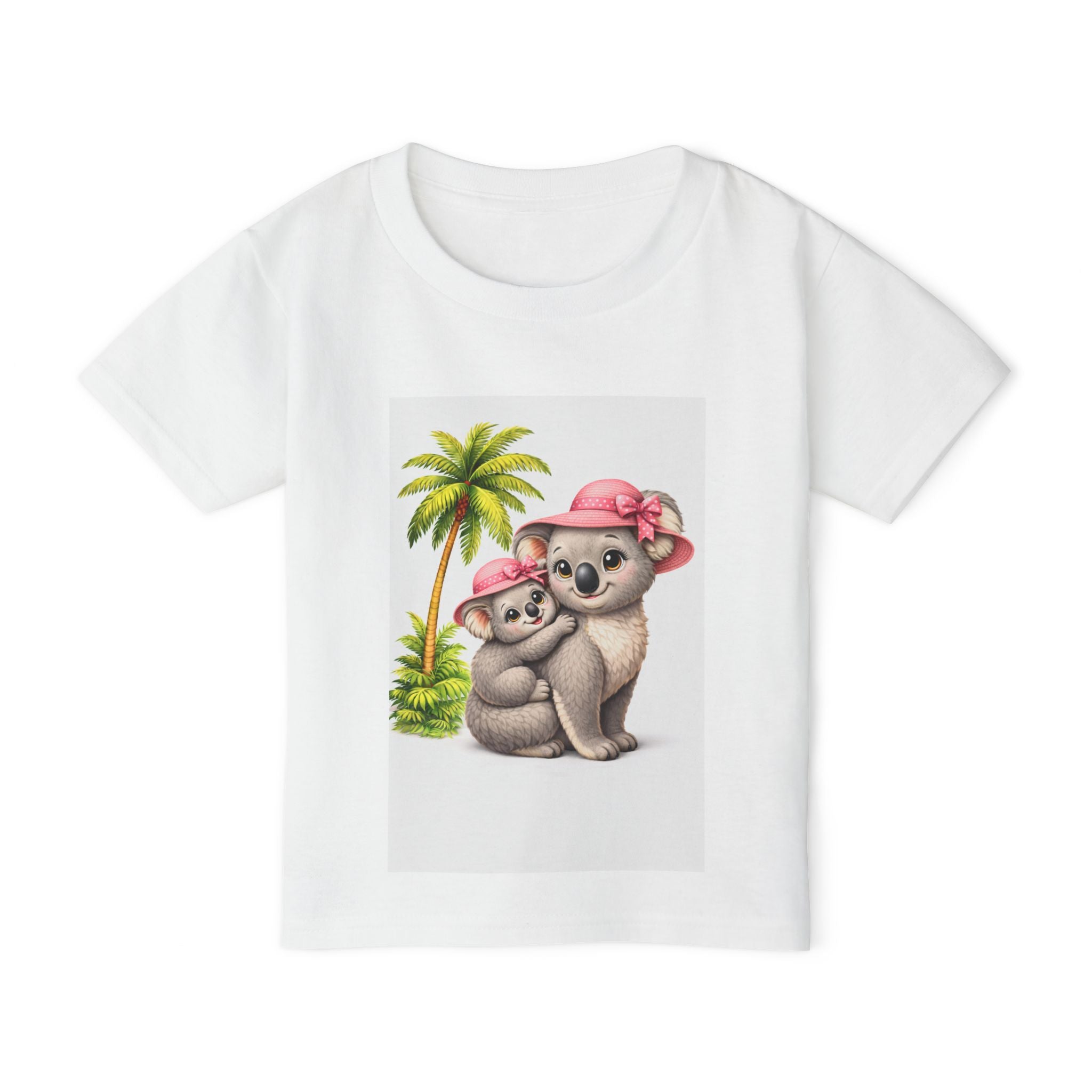 Toddler T‑Shirt — Cute Koala Mom & Baby with Pink Hats (Kids Cute Animal Tee)