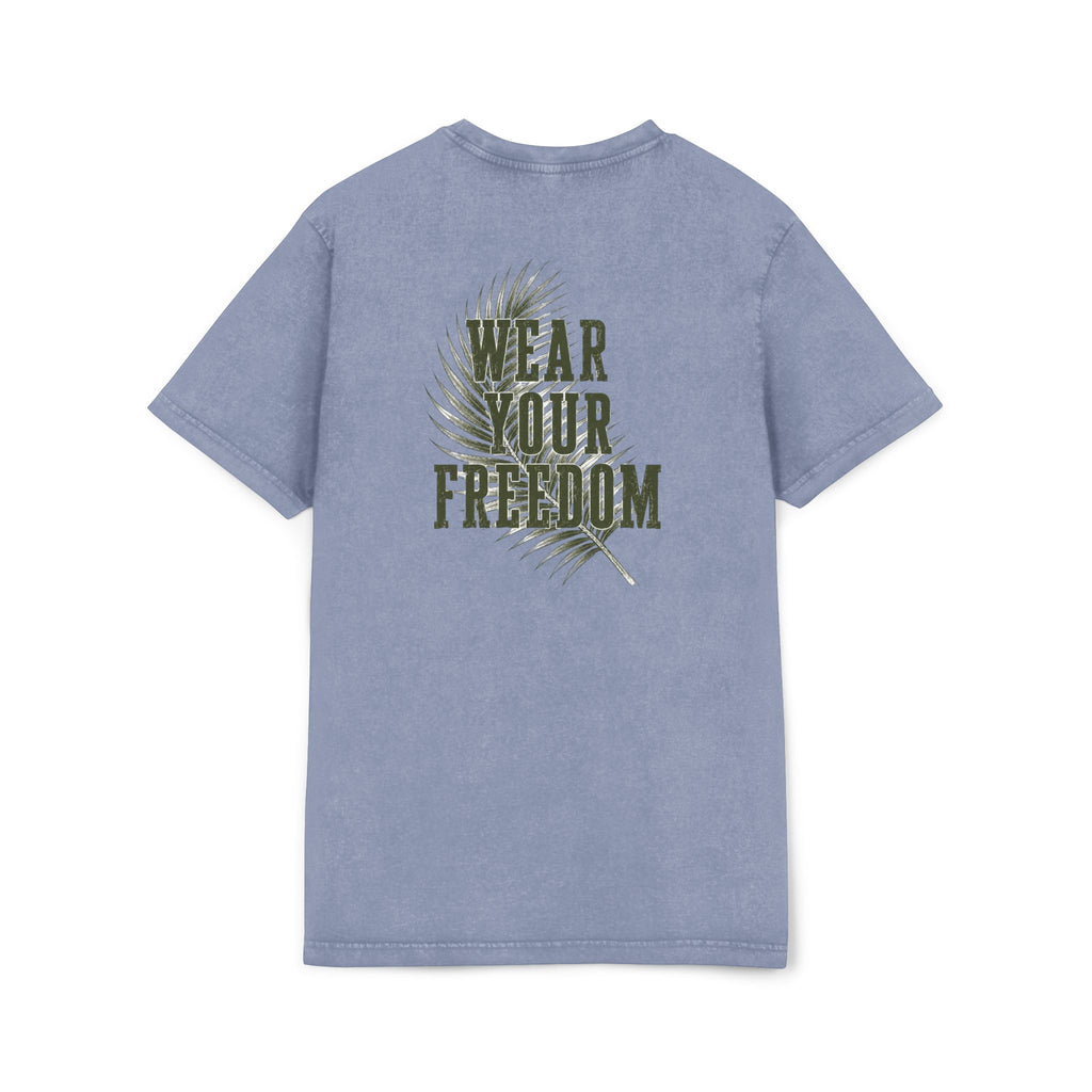 Acid Wash Tee — "Wear Your Freedom" Graphic Crewneck