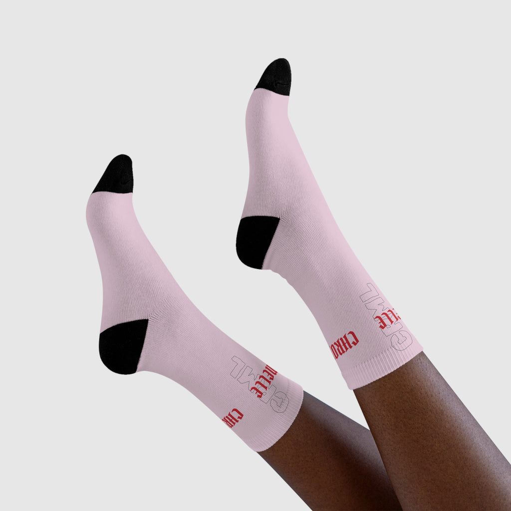 Rare By Nature Pink Sublimation Crew Socks