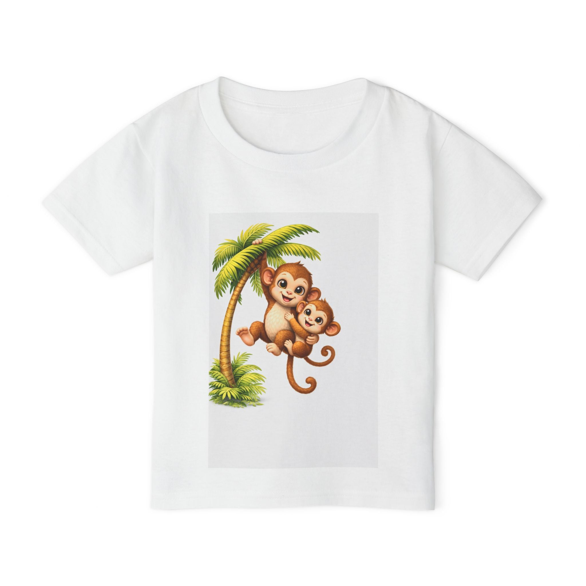 Cute Monkey Mom & Baby Toddler T-Shirt – Tropical Palm Tree Graphic Tee