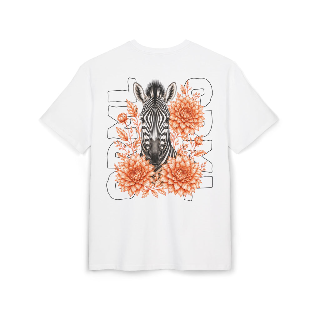 Zebra Floral Tee — Bold Zebra Head with Orange Blooms Graphic T-Shirt