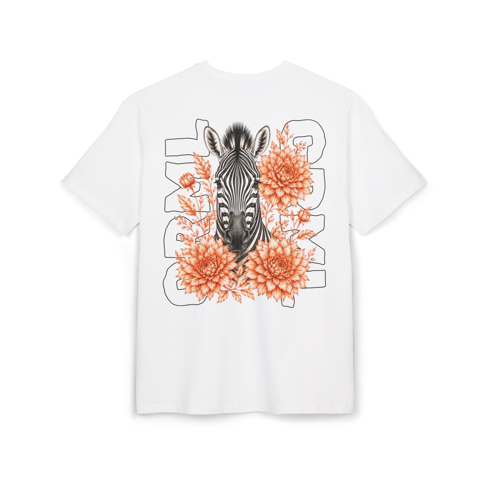 Zebra Floral Tee — Bold Zebra Head with Orange Blooms Graphic T-Shirt