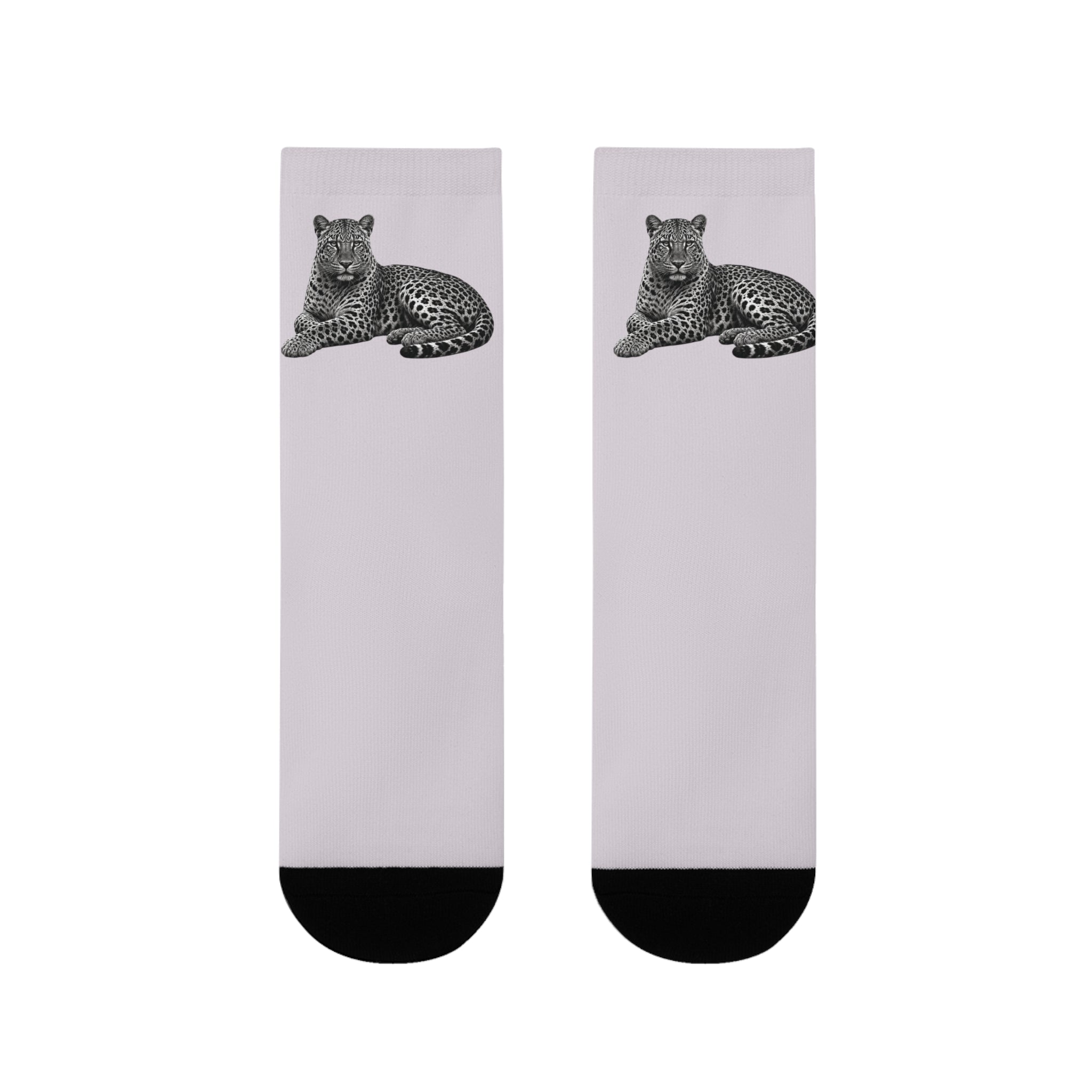 Leopard Print Sublimation Crew Socks — Cozy Animal Graphic Socks